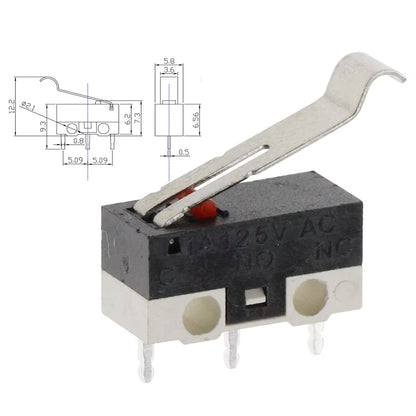 Microswitch SPDT miniatura de 1A 125V con palanca doblada
