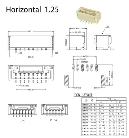 Kit de conectores verticales SMD GH1.25 de 2 a 10 pines - 150 piezas-3