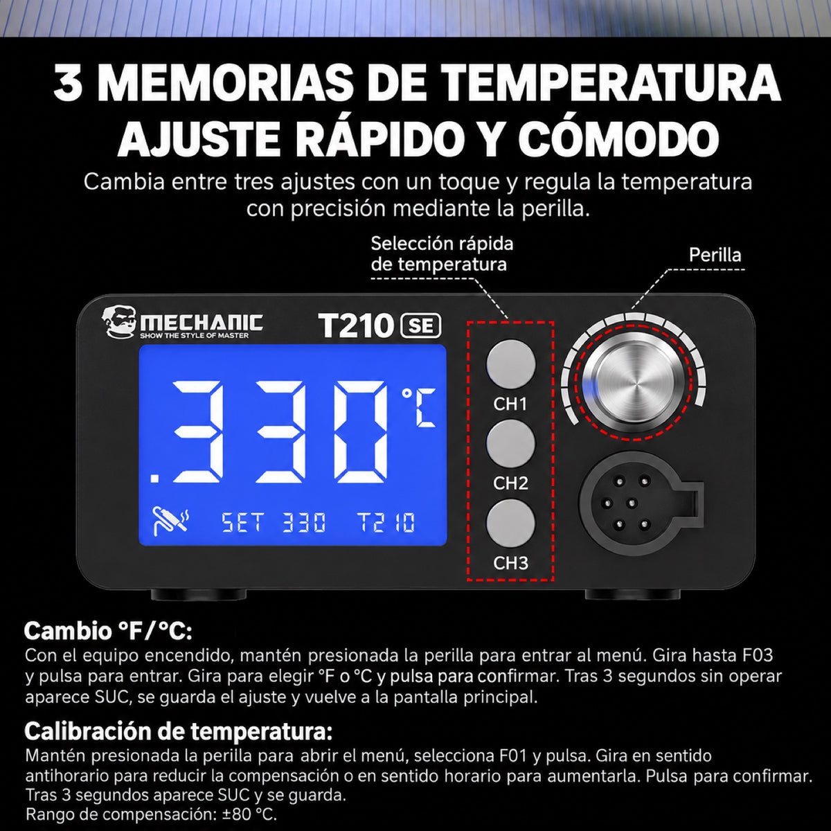 Estación de soldadura digital Mechanic T210 SE de 50W-5