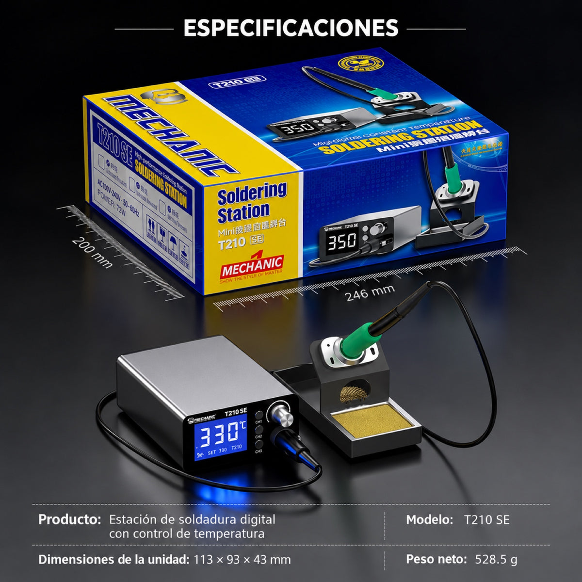 Estación de soldadura digital Mechanic T210 SE de 50W-8