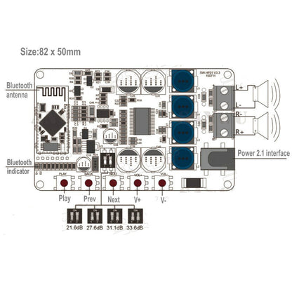 Módulo amplificador bluetooth 4.0 TDA7492P 50W + 50W-2