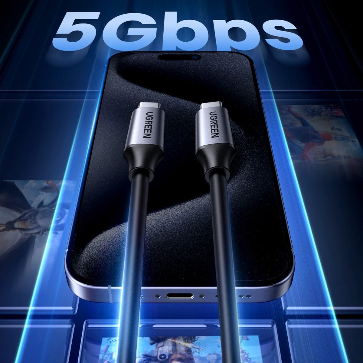 Cable USB-C UGREEN de 100W y 5Gbps - 1.5m-3