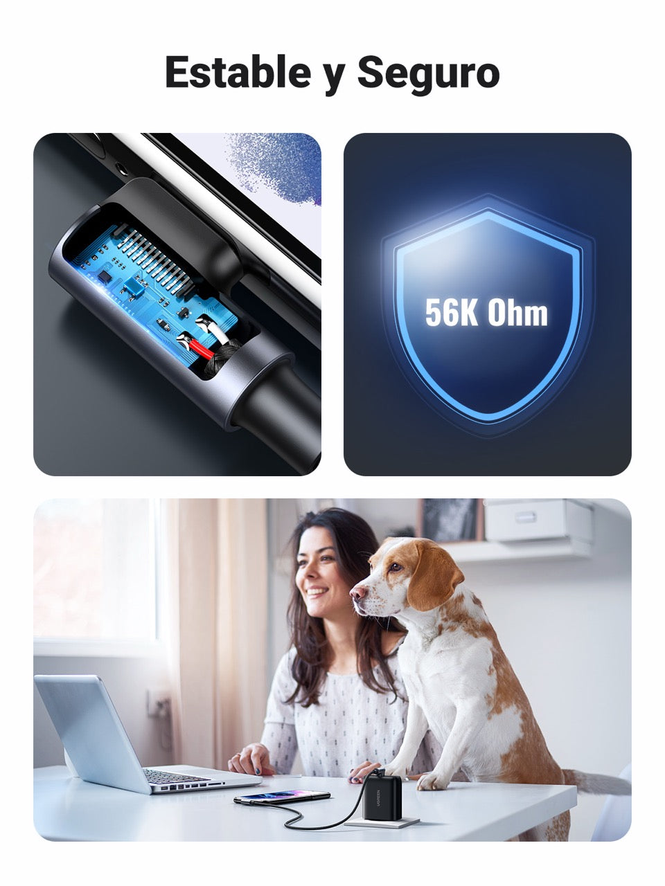 Cable USB-C a USB-A trenzado a 90 grados UGREEN de 18W - 1m-6