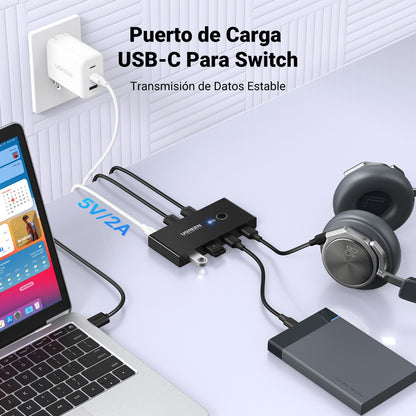 Switch USB 2.0 UGREEN de 2 entradas y 4 salidas-4