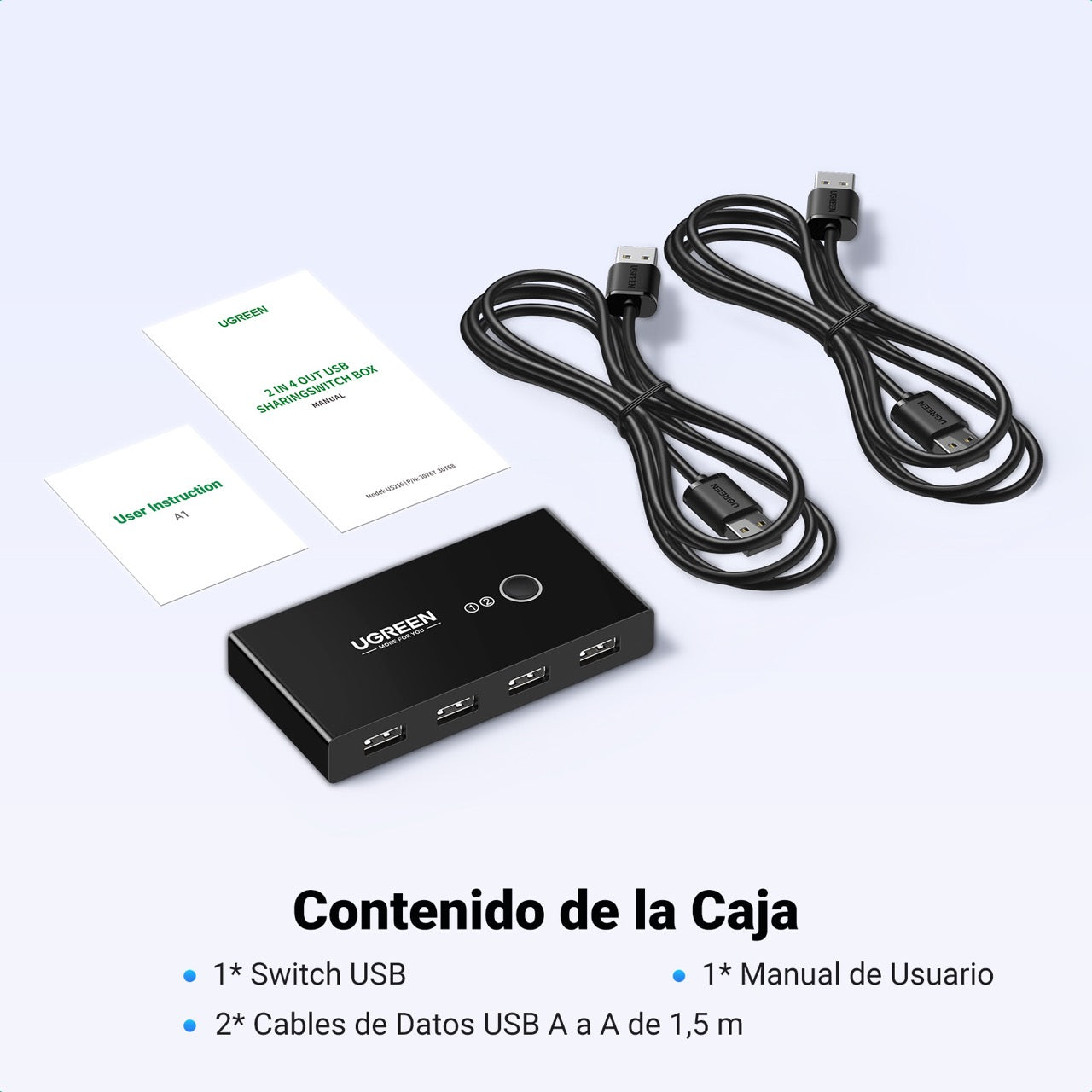 Switch USB 2.0 UGREEN de 2 entradas y 4 salidas-7