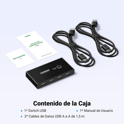 Switch USB 2.0 UGREEN de 2 entradas y 4 salidas-7