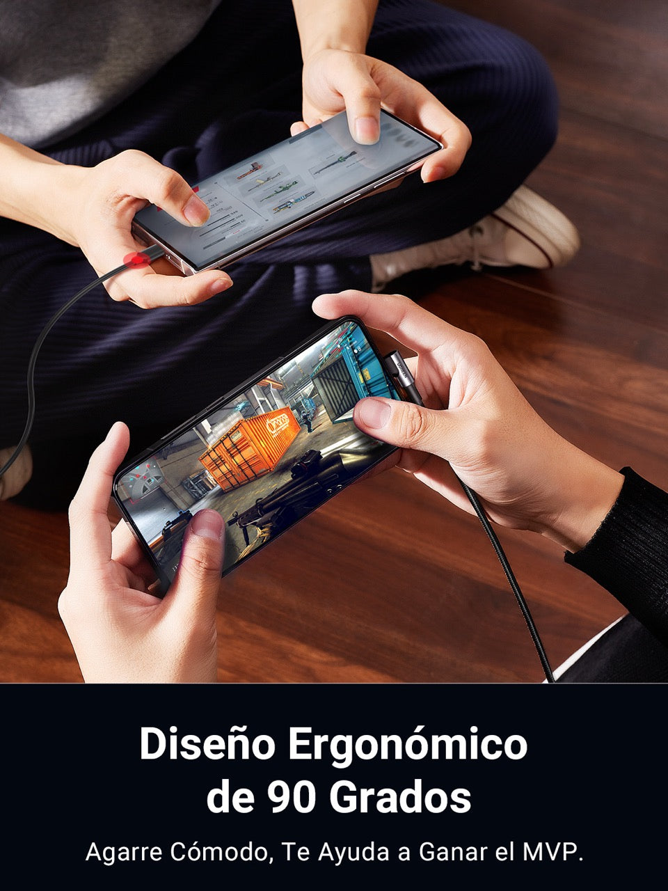 Cable USB-C a 90 grados a USB-A trenzado UGREEN de 18W - 2m-3