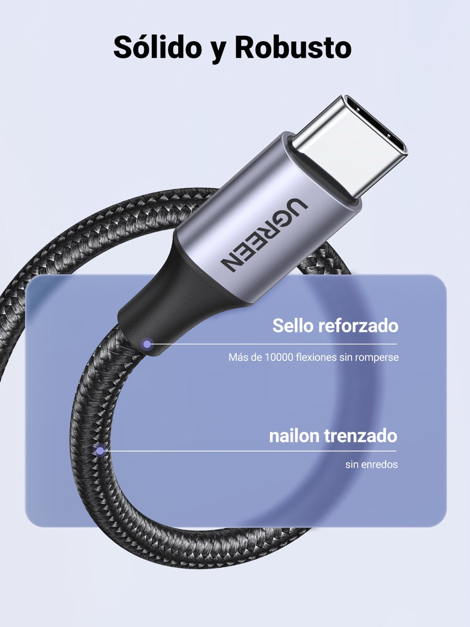 Cable USB-C a USB-A trenzado UGREEN de 18W - 2m-4