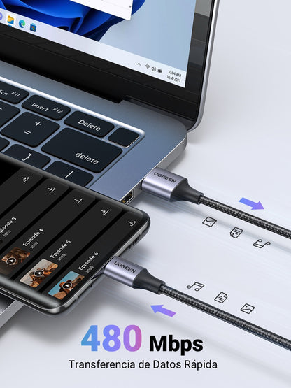 Cable USB-C a USB-A trenzado UGREEN de 18W - 2m-5