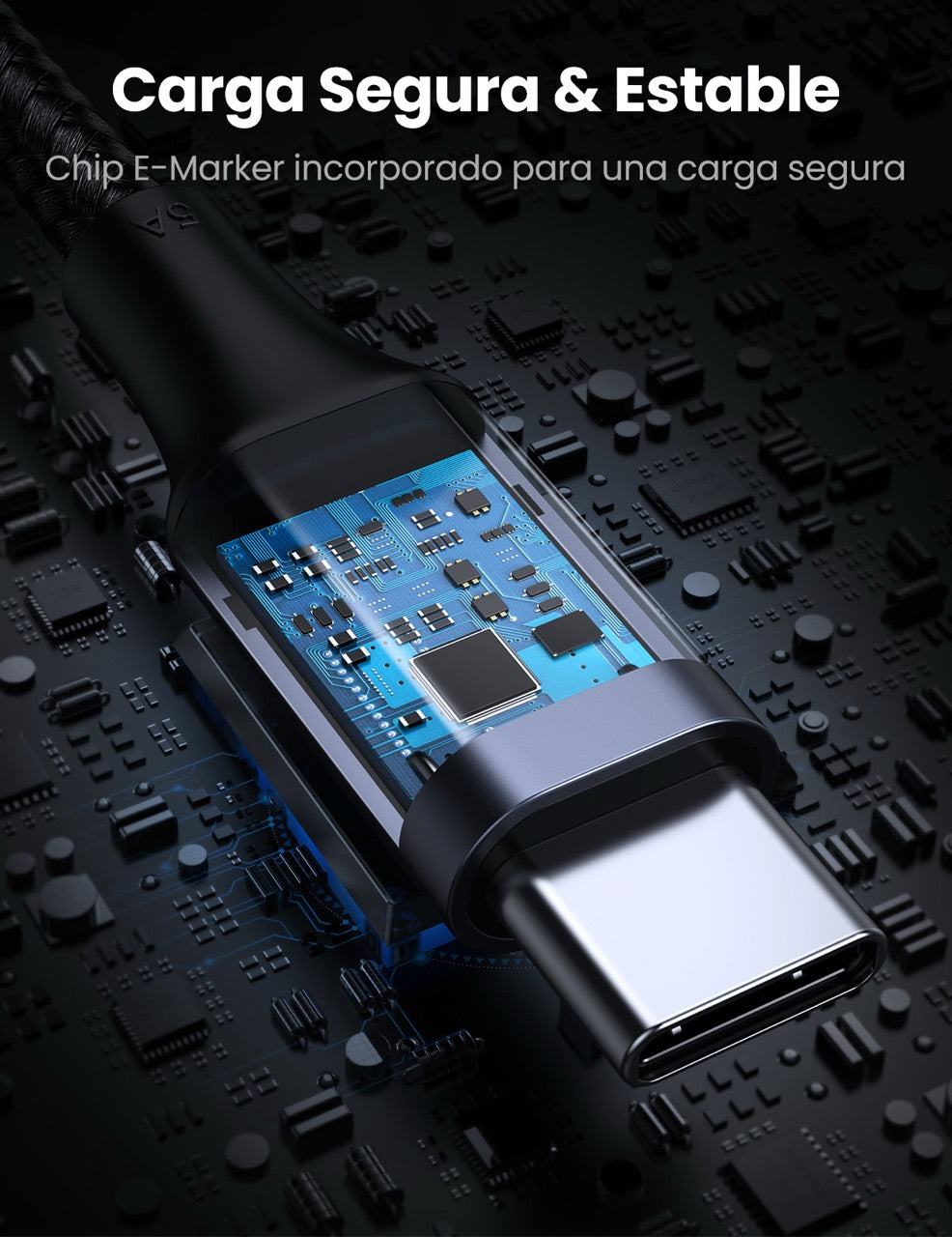 Cable USB-C trenzado con un conector angulado UGREEN de 100W - 1m-5