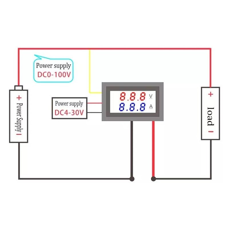 Voltímetro y amperímetro digital de 100V y 10A-4