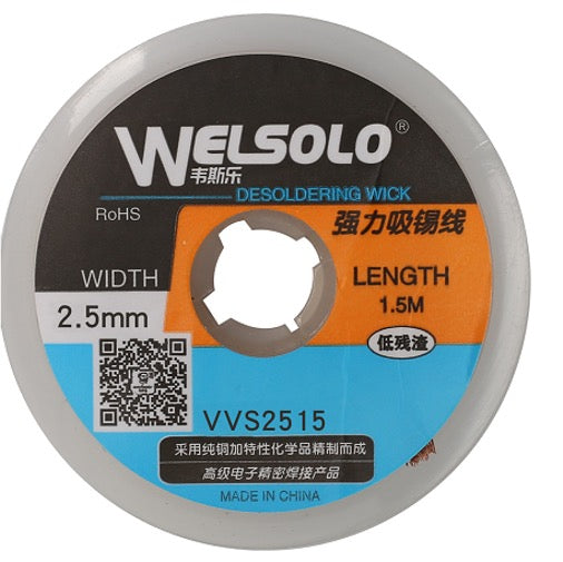 Malla para desoldar WELSOLO de 1.5m x 2.5mm-1