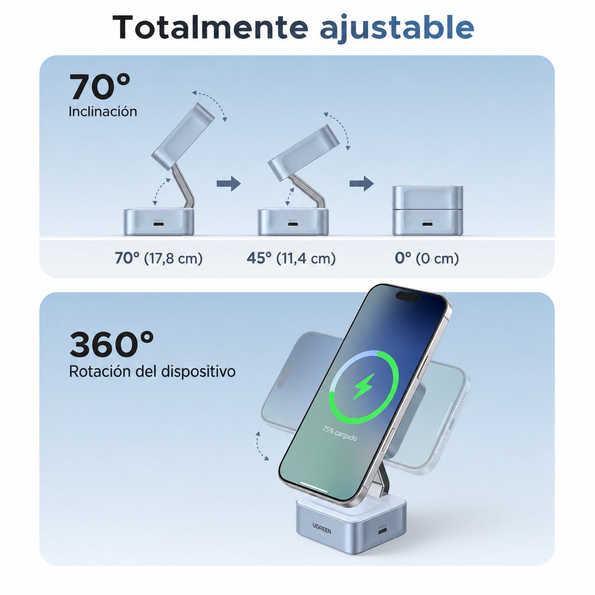 Cargador inalámbrico plegable 2 en 1 UGREEN - 25W