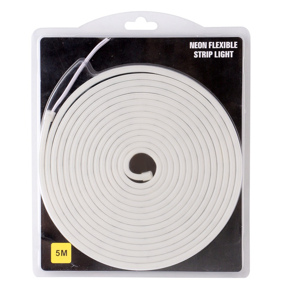 Tira LED flexible Neón blanco cálido de 5m con fuente de 12V-1