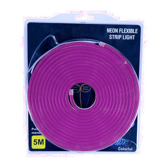 Tira LED flexible Neón morado de 5m con fuente de 12V-1