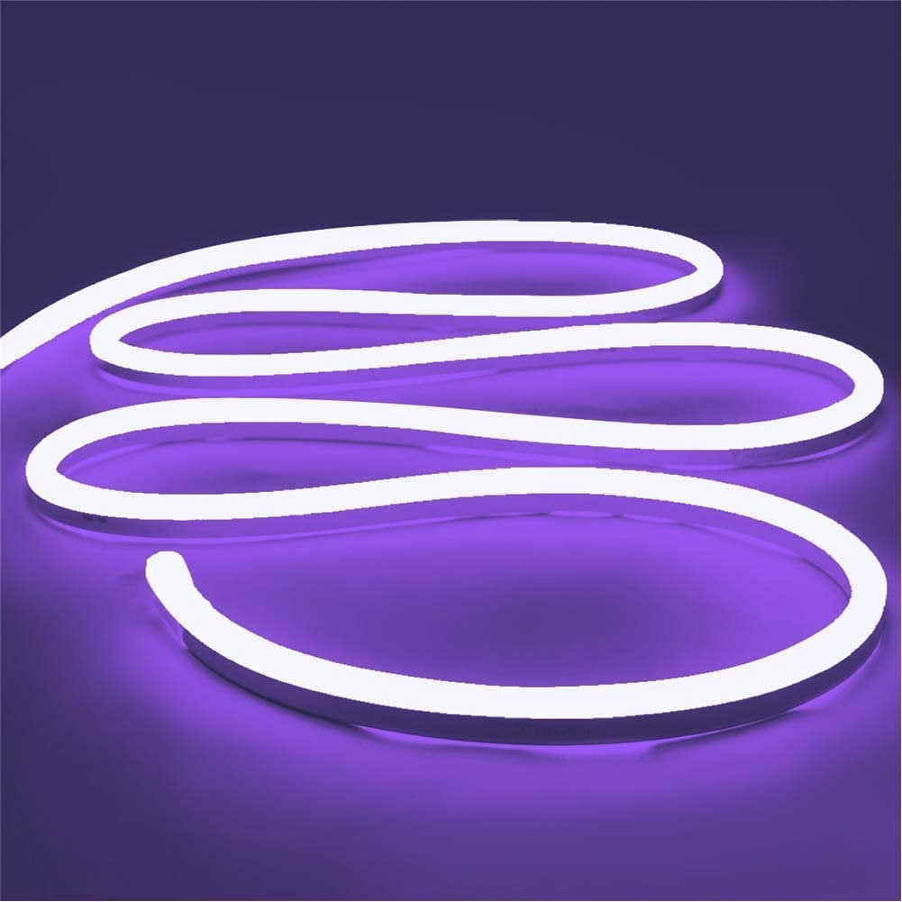 Tira LED flexible Neón morado de 5m con fuente de 12V-2