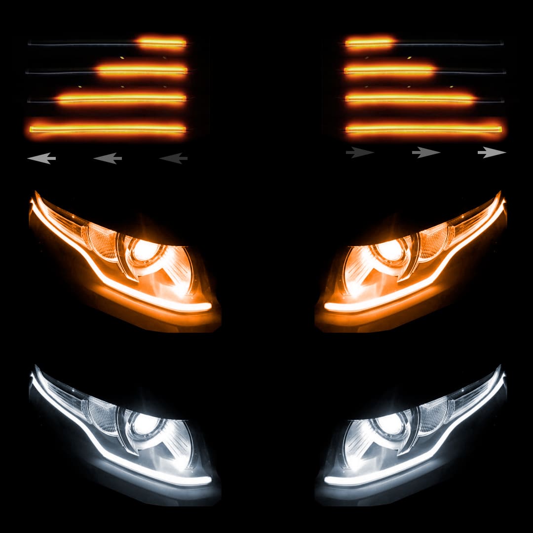 Tira led para silvín de carro - blanco y amarillo de 30 cm-2