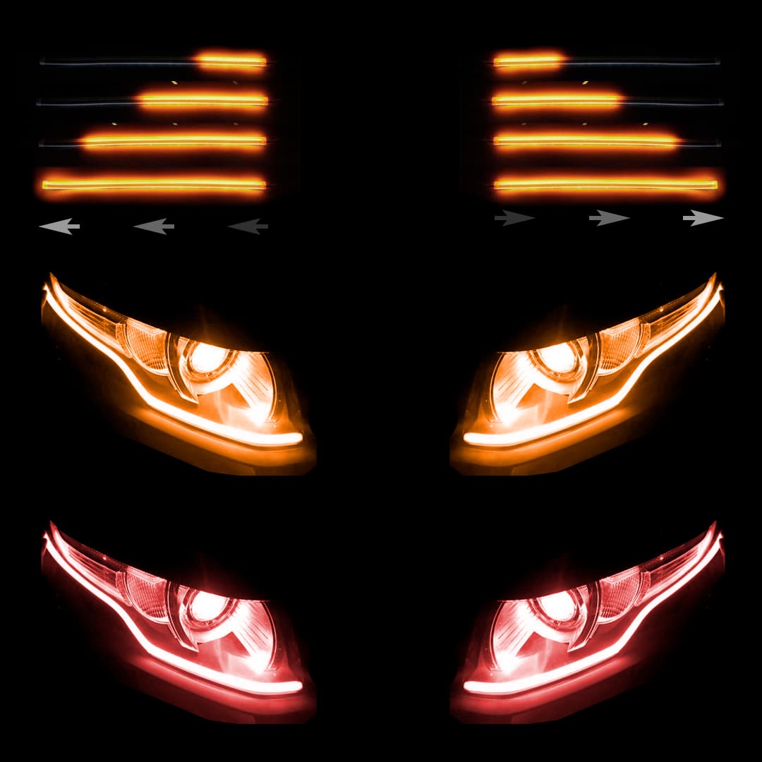 Tira led para stop de carro - rojo y amarillo de 60 cm-2