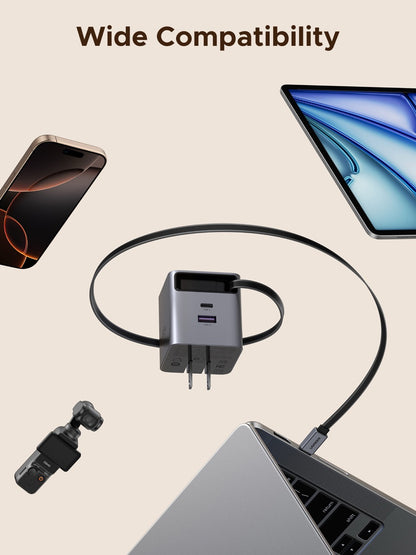 Cargador UGREEN de 3 puertos con cable retráctil - 65W-9