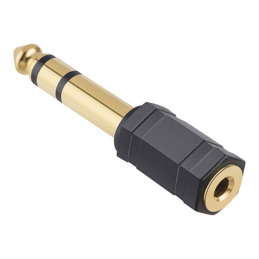 Adaptador de 3.5mm hembra a 6.3 mm macho, estéreo dorado-1