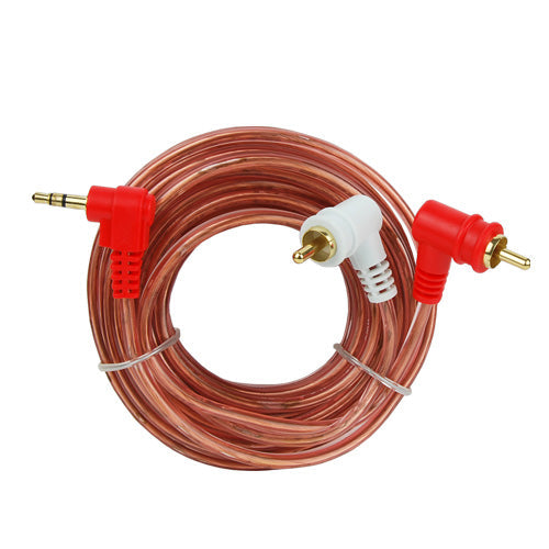 Cable de audio Audiopipe de 3.5 mm en ángulo a 2 RCA macho en ángulo de 3.6 m-1