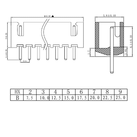 Conector recto XH-4A de cable a placa - 4 pines-2