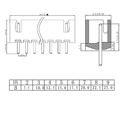Conector recto XH-10A de cable a placa - 10 pines-2