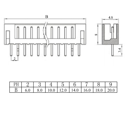 Conector vertical PH-3A de cable a placa - 3 pines-2