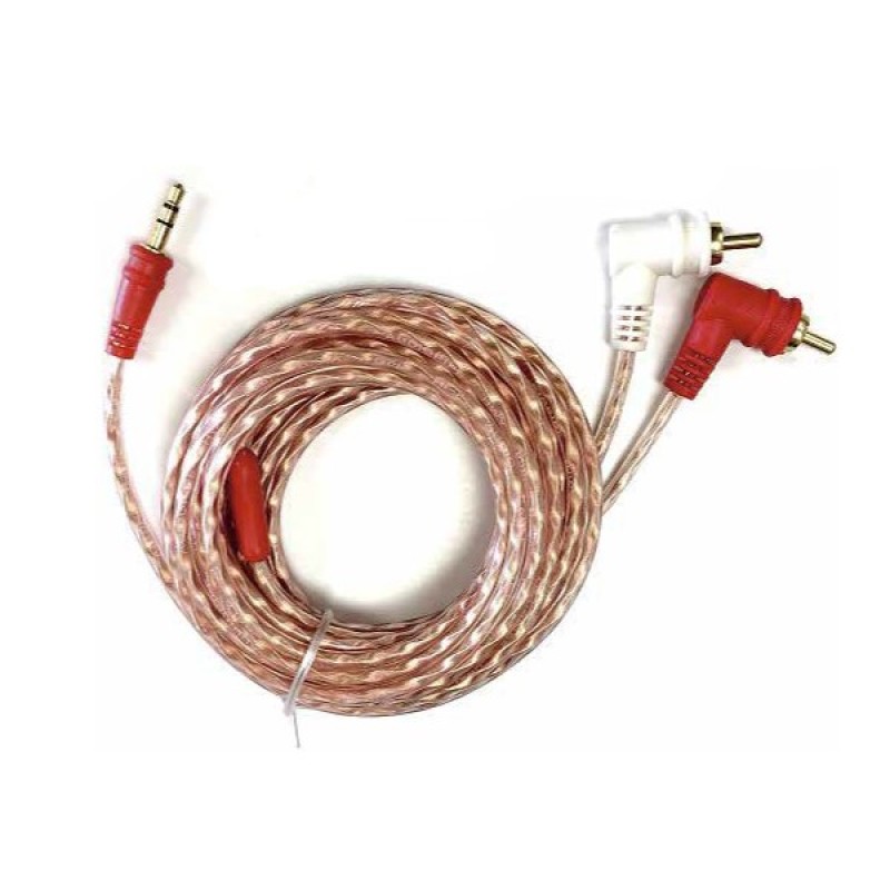 Cable de audio Audiopipe de 3.5 mm macho a 2 RCA macho en ángulo de 3.6 m