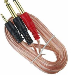 Cable de audio Audiopipe de 3.5 mm estéreo a 2 x 6.3 mm mono de 1.8 m