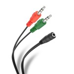 Cable de audio de 2 x 3.5 mm macho estéreo a 3.5 mm hembra TRRS