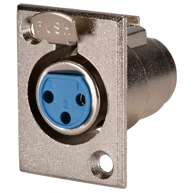 Conector N.A. XLR hembra, para chasis
