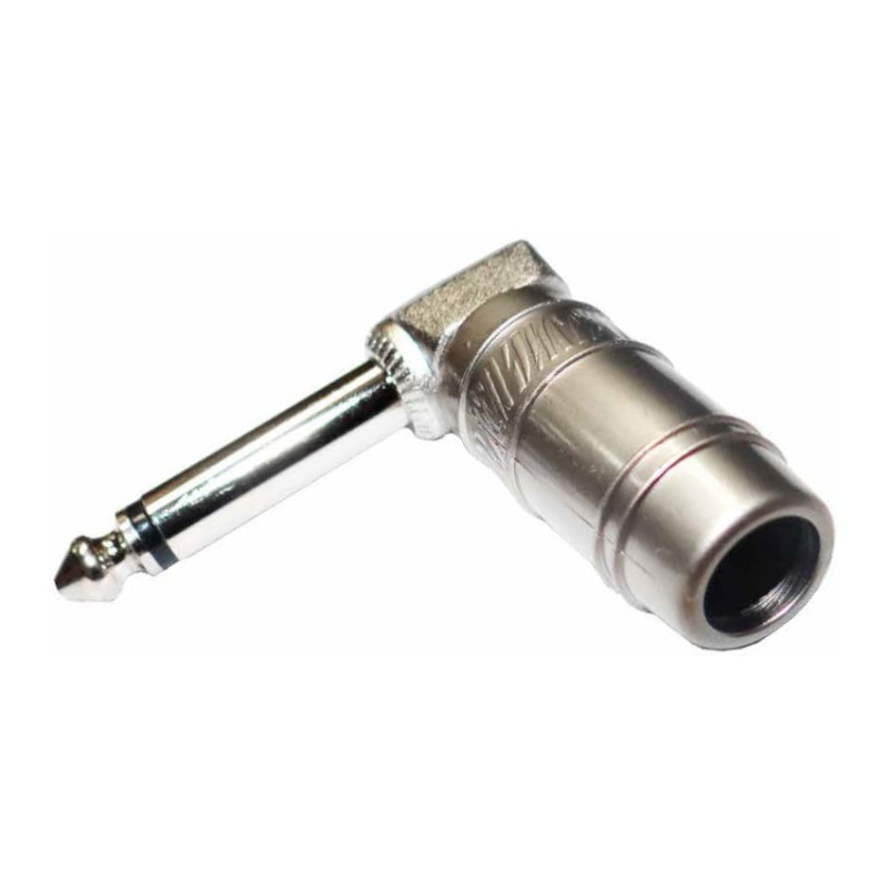 Conector de audio Zebra de 6.3 mm angulado mono, niquelado