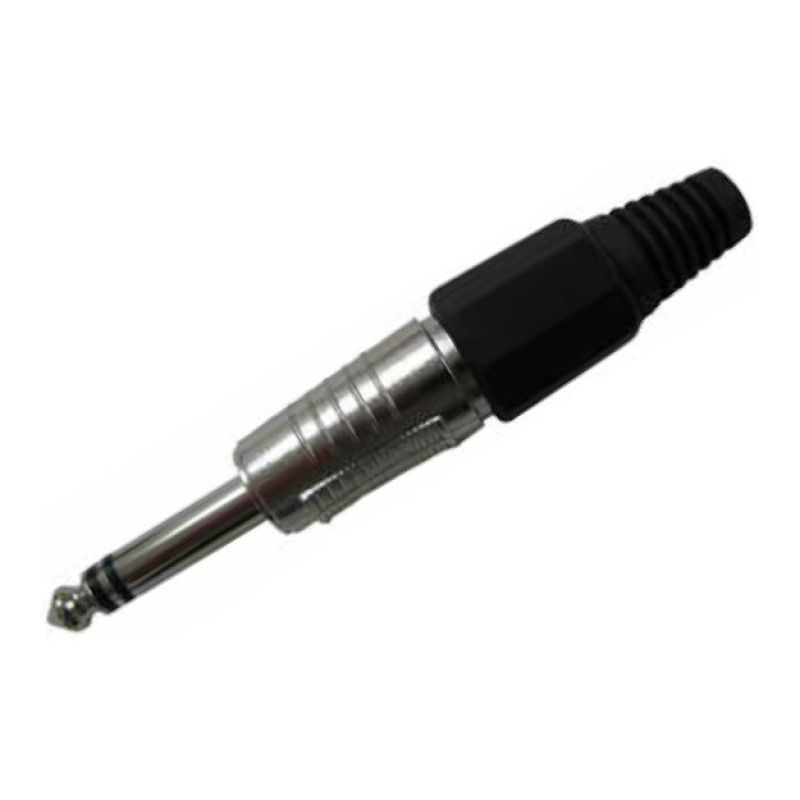 Conector de audio N.A. de 6.3 mm estéreo, negro reforzado