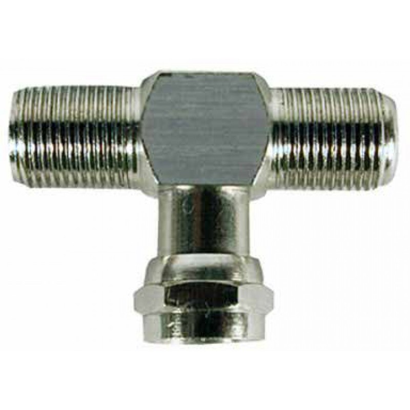 Conector N.A. de coaxial en T, 2 hembras y 1 macho