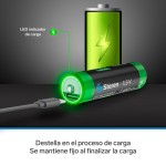 Batería recargable USB Li-ion AA de 1,460mAh - 4 unidades