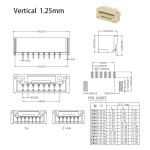 Kit de conectores verticales SMD GH1.25 de 2 a 10 pines - 150 piezas