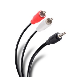 Cable de audio Steren de 3.5 mm macho a 2 RCA macho de 15 cm