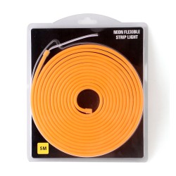 Tira LED flexible Neón anaranjado de 5m con fuente de 12V