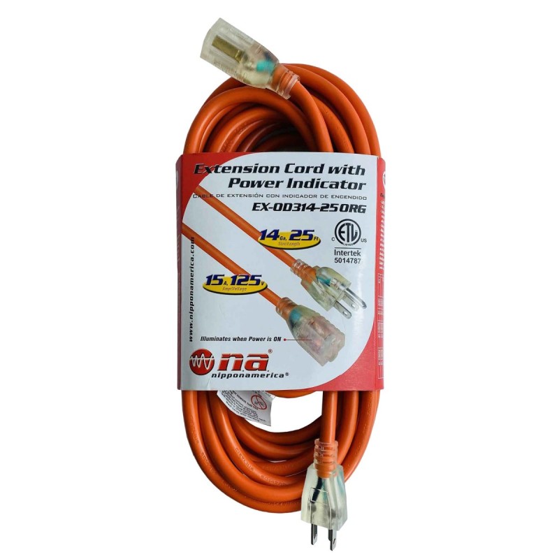 Extensión eléctrica N.A. calibre 14 anaranjada - 7.5m