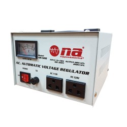Regulador de voltaje N.A. 500W con conexiones tipo tomacorriente