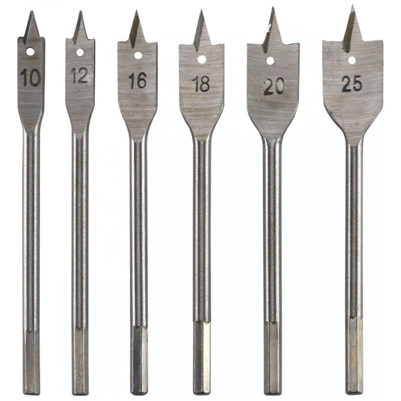 Kit de brocas planas para madera de 6 piezas