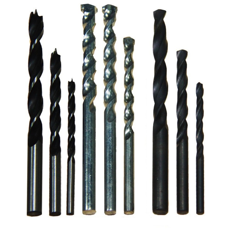 Kit de brocas para pared, metal y madera de 9 piezas