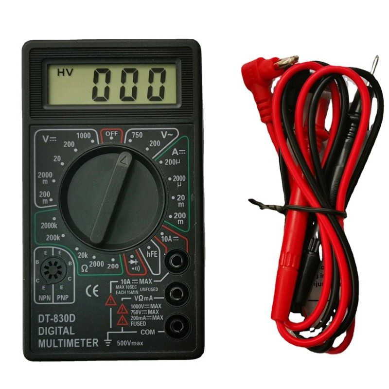Multímetro básico DT830D con buzzer, negro