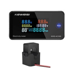 Medidor digital de potencia KWS-AC300 de 100A con CT abierto