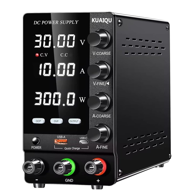 Fuente DC Kuaiqu C3010S con OVP-OCP y QuickCharge - 30V 10A