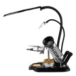 Tercer brazo con lupa, base para cautín y lámpara USB