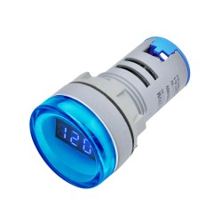 Voltímetro AC tipo luz piloto LED azul de 22mm