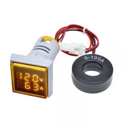 Voltímetro y amperímetro AC tipo luz piloto LED amarillo de 22mm