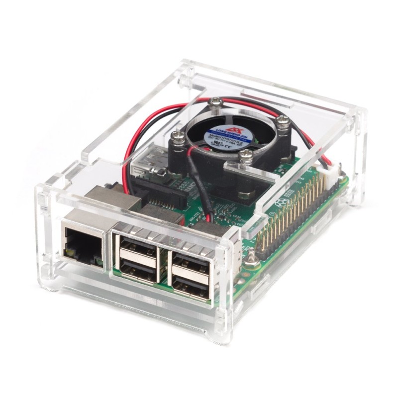 Protector de acrílico con ventilador para Raspberry Pi 3 B
